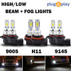 6X Combo H11 9005 Led Headlight Bulb High Low Beam 9145 9140 Fog Light Kit 6000K