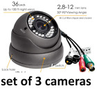 3 Security Cameras Analog Outdoor CCTV Metal Dome HD 1080P TVI/AHD/CVI/CVBS Pack