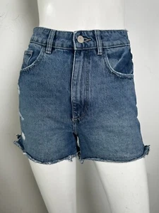 DL1961 Emilie High Rise Denim Cut Off Shorts Blue Rigid Light Size 24 - Picture 1 of 5