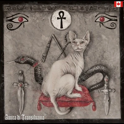 painting contemporary art modern esoteric egyptian symbol sphynx cat animal aceo - Image 1 of 4