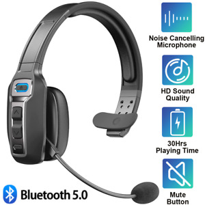 Trucker Bluetooth 5.0 Wireless Headset With Noise Cancelling Mic For Phones PC