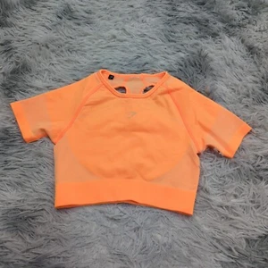 Gymshark Womens Neon Orange Ultra Seamless Short Sleeve Crop Top S Gym Active - Picture 1 of 10