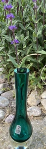 Pilgrim Glass Blue-Green Teardrop Art Glass Bud Vase 9 Inches Tall - Stunning - Picture 1 of 7