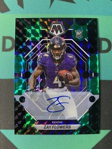2023 Zay Flowers Mosaic Green Black Fusion Choice Auto /25 SSP #380 Rookie