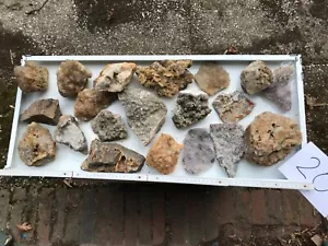 Sammlung mit 20 Stufen Quarz Calcit Amethyst usw aus Deutschland und Welt (QU20) - Bild 1 von 15