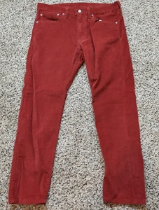 Levis 512 Corduroy Pants Mens 34x30 Red Slim Tapered Pinwale Thin Cord (34x28) - Picture 1 of 6