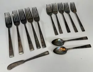 Vintage Calvalcade Gabeln, Löffel, Messer 1946 versilbert Korbgeflecht Lot X 13 - Bild 1 von 14