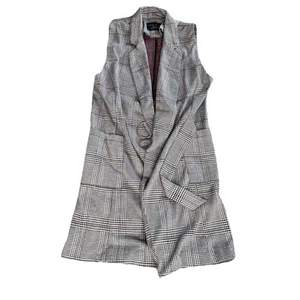Women’s Love Tree Long Vest Top Grey Black Burgundy 2 Pockets Size Small - Picture 1 of 7