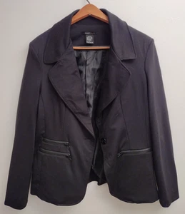 Vintage Robert Louis Black Jacket Large 1 Button zip pockets - Picture 1 of 5
