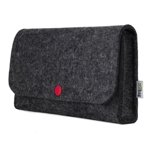 Tasche NIVO für Elektronik Zubehör aus Wollfilz anthrazit, Knopf rot - Bild 1 von 1