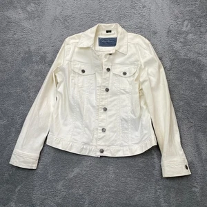 Eddie Bauer Jacket Womens Extra Large White Trucker Denim Cotton Button Front - Picture 1 of 11