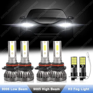 6x Combo 9005 + 9006 High Low Beam LED Headlight + H3 Fog Light Bulbs Kit 6000K - Picture 1 of 17