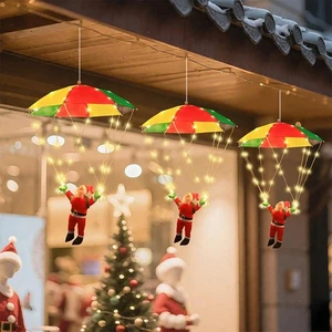 Christmas Santa Parachute LED Xmas Decoration Outdoor Light W/ 8 Flashing Modes - Picture 1 of 11