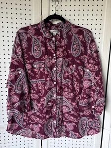 Croft & Barrow Damen XXL (XL) weinrot Paisley Button Down Roll Tab SLV Hemd - Bild 1 von 6