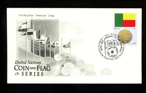 Postal History UN FDC Geneva #484c Artcraft Coin Flag Series Benin 2008 - Picture 1 of 2