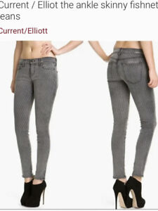 current elliott the ankle skinny mesh print jeans 26 8-9