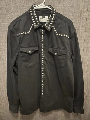 Chaqueta vaquera negra adornada con tachuelas Topman talla XL Foto 1 de 3