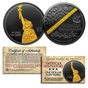 American Innovation State $1 Dollar Coin 2018 1st Release BLACK RUTHENIUM & GOLD - Picture 1 of 1