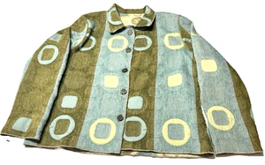 Winding River Jacke Damen Wende großer Gobelin Blazer Geometrisch Aqua Limette - Bild 1 von 6