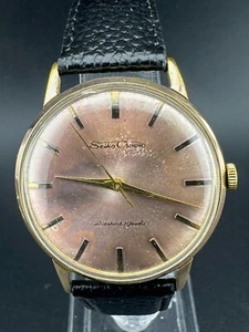 1963 Seiko Crown Men's Manual Wind Gold Plated Silver Dial Watch 37mm J15003E - Picture 1 of 15