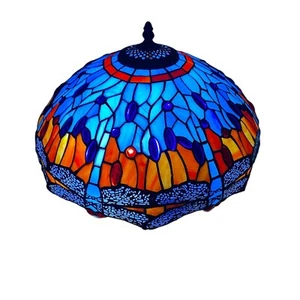 Dragonfly Tiffany style 16-inch Stained Glass Shade For Table/Ceiling Pendant - Picture 1 of 7