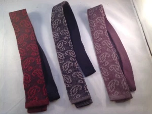 Men's Necktie Wool Knit Navy Blue Purple Paisley Made in Italy NEW - Picture 1 of 5