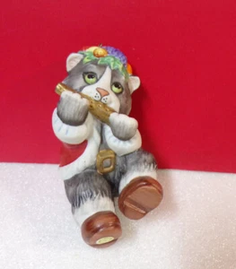 Franklin Mint Santa Claws Symphony FLUTE Cat Christmas Ornament  - Picture 1 of 2