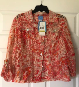 Women's Lark Lane Explorers Club Summer Cover Jacket/Top Size 14 Peach/Coral - Picture 1 of 6