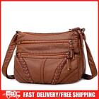 Retro Women Soft Pu Leather Pure Color Shoulder Bag Small Handbag (Brown)