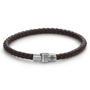 REBEL & ROSE Schmuck Herren-Lederarmband Full Metal Single Round Brown RR-M0 - Picture 1 of 3