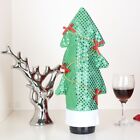 Sequin Christmas Tree Wine Cover Non-woven fabric With Bows Pine tree