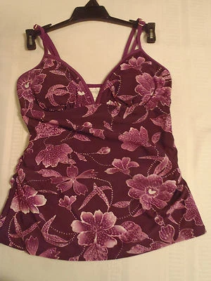 Jaclyn Smith Size 6 Shirred Sides Floral Swim Tankini Swimsuit Top NWT - Изображение 1 из 3