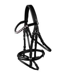 Waldhausen Trensenzaum Happy Hearts schwarz mit Gurtzügeln Lack an Stirn- und Na - Bild 1 von 5