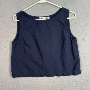 Camiseta sin mangas Uniqlo para mujer talla mediana azul marino mezcla de algodón y lino - Imagen 1 de 7
