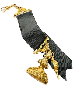 Antique U.F.S. Sons Gold Filled Pocket Watch Fob Jewel Key Wind Glass Stamp - Bild 1 von 20