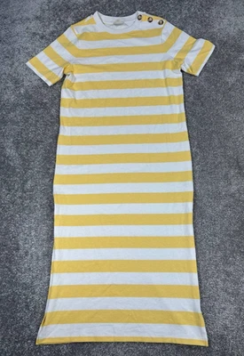 Sezane Dress Womens Medium Yellow White Cotton Knit Midi - Image 1 of 4