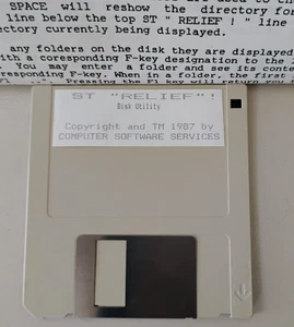 ST RELIEF! - Atari ST Disk w/ Printed Manual - New Old Stock - Picture 1 of 4