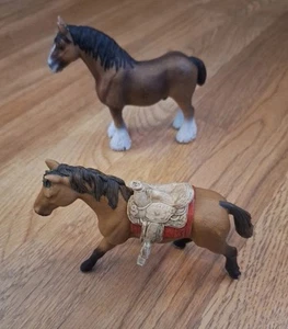 Lot of 2 Schleich Trakehner Mare Horse Figures w/ Saddle Brown Farm Toy 5.5" - Picture 1 of 12