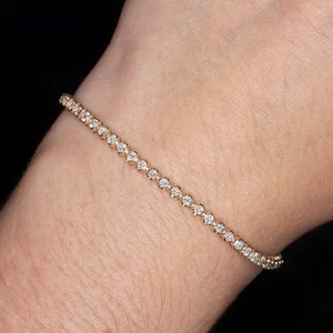 2 CARAT VERY GOOD CUT DIAMOND TENNIS BRACELET ROSE GOLD ROUND BRILLIANT CLASSIC - Picture 1 of 4