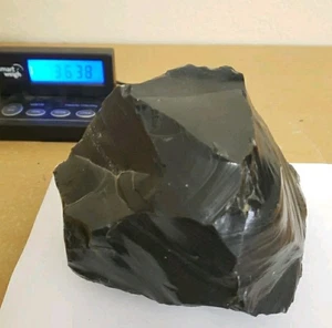 Large Black Obsidian Stone 3.6 lbs Raw Obsidian Smooth Shiny Crystal Chunk Rough - Picture 1 of 8