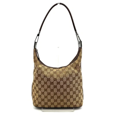 GUCCI GG Canvas Leather Shoulder Bag Brown Hobo One Strap - Image 1 of 4