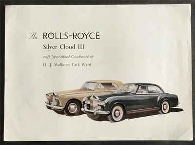 ROLLS ROYCE SILVER CLOUD III LF Sales Brochure c1965 #TSD2151 MULLINER Park Ward - Image 1 of 4