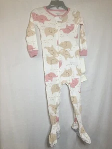 New Carter's Elephant Cotton Pajama PJs 1 pc Baby Girl Sleeper Footie 12M,18M,24 - Picture 1 of 3