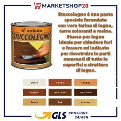 STUCCO LEGNO PASTA SPECIALE CON VERA FARINA DI LEGNO , TERRE COLORANTI E RESINE - Immagine 1 di 2