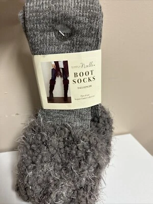 全新 Simply Noelle 靴袜 灰色 高长条纹亮片木屋 — 第 1/4 张图片