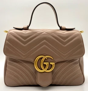 Gucci 498110 Matelasse Leather GG Marmont Top Handle Small Shoulder Bag - Picture 1 of 20