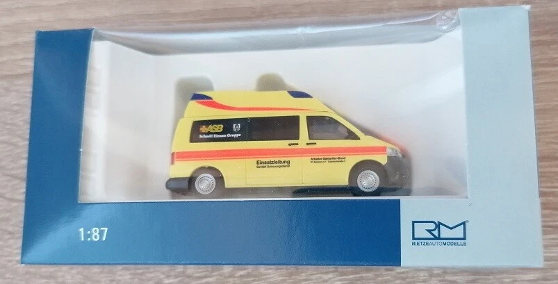 Rietze 51912 - 1/87 Ambulanza Mobile Hornis Silver ASB Bautzen - Nuovo - Immagine 1 di 1