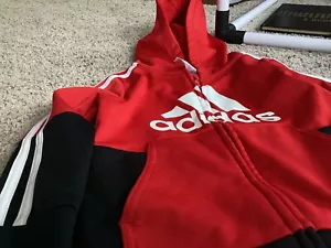 felpa con cappuccio bambino adidas zip rossa taglia 4 - Foto 1 di 3