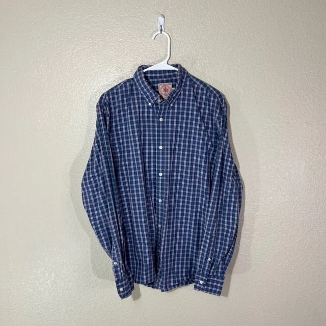 Camisa J Press Para Hombre XL Azul Púrpura Cuadros Manga Larga Con Botones Foto 1 de 4