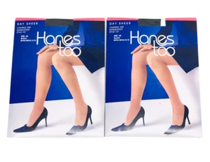 Pantimedias para mujer Hanes Too 2 pares control torso negro sandalia talla AB nuevas - Imagen 1 de 7